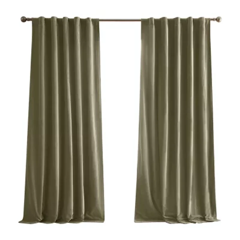 Brooklyn Loom Matte Cotton Velvet Rod Pocket Room Darkening Set of 2 Curtain Panel