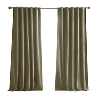 Brooklyn Loom Matte Cotton Velvet Rod Pocket Room Darkening Set of 2 Curtain Panel