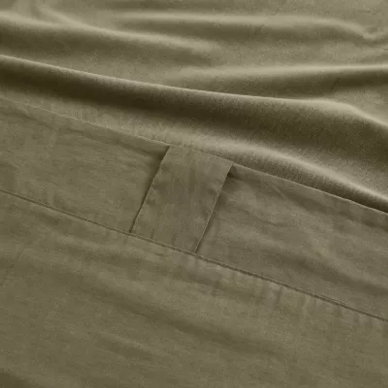 Brooklyn Loom Matte Cotton Velvet Rod Pocket Room Darkening Set of 2 Curtain Panel