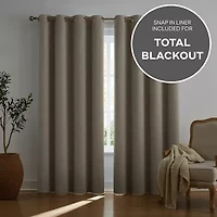 TRU-BARRIER Sunbarrier Blackout Snap Liner Grommet Top Set of 2 Curtain Panel