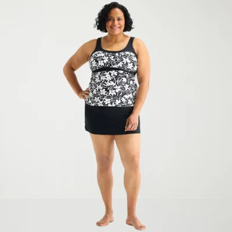 ZeroXposur Womens Comfort Straps Floral Plus Tankini Swimsuit Top