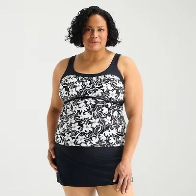 ZeroXposur Womens Comfort Straps Floral Plus Tankini Swimsuit Top