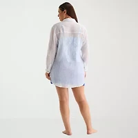 Sonnet Shores Womens Plus Dress Swimsuit Cover-Up