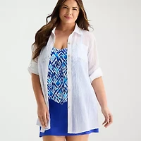 Sonnet Shores Womens Plus Dress Swimsuit Cover-Up