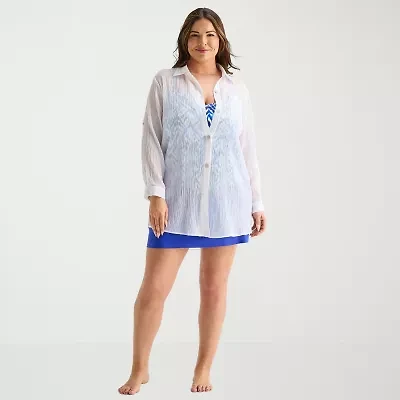 Sonnet Shores Womens Plus Dress Swimsuit Cover-Up