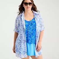 Sonnet Shores Womens Plus Dress Swimsuit Cover-Up