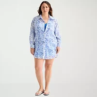 Sonnet Shores Womens Plus Dress Swimsuit Cover-Up