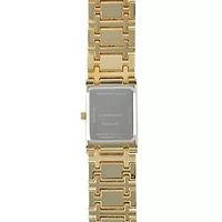Personalized Dial Womens Diamond-Accent Square Gold-Tone Bracelet Watch