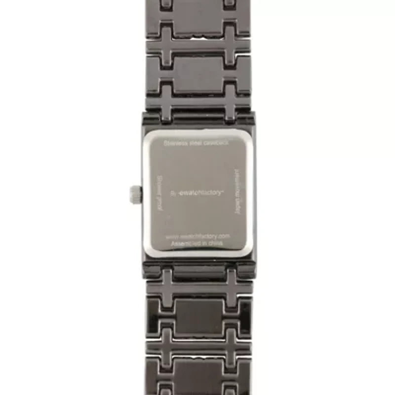 Personalized Dial Womens Diamond-Accent Square Black Bracelet Watch