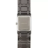 Personalized Dial Womens Diamond-Accent Square Black Bracelet Watch