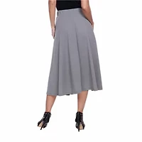 White Mark Tasmin Womens Stretch Fabric Mid Rise Midi Flared Skirt