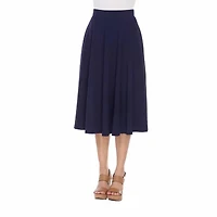 White Mark Tasmin Womens Stretch Fabric Mid Rise Midi Flared Skirt