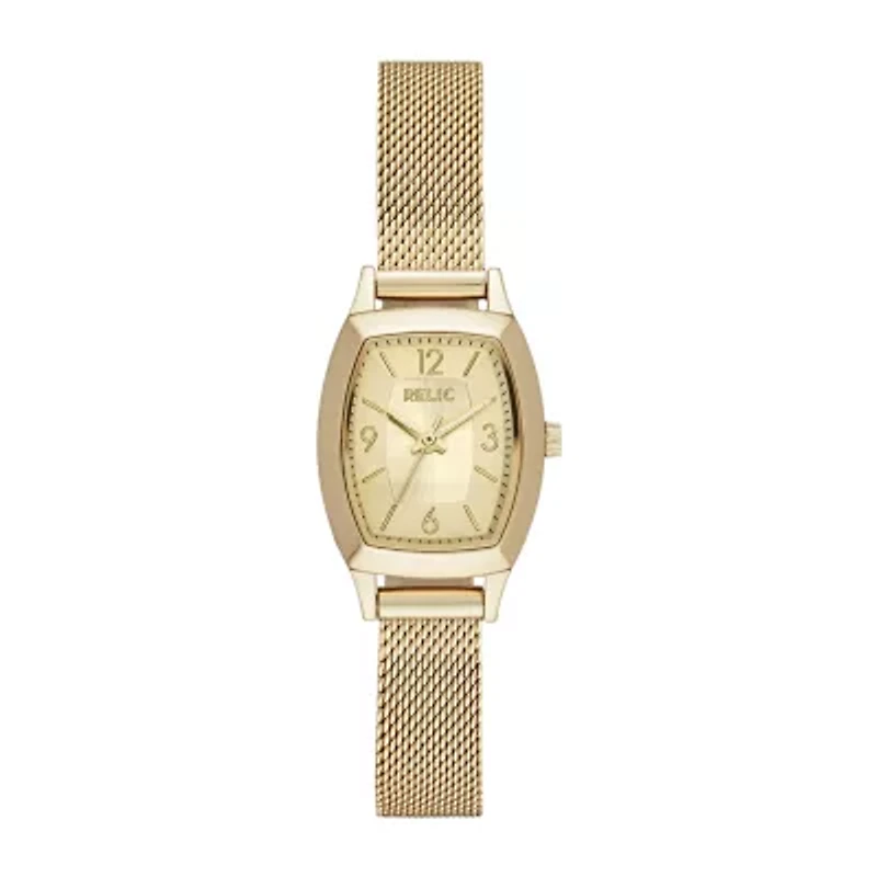 Relic By Fossil Everly Mesh Womens Gold Tone Stainless Steel Bracelet Watch Zr34558