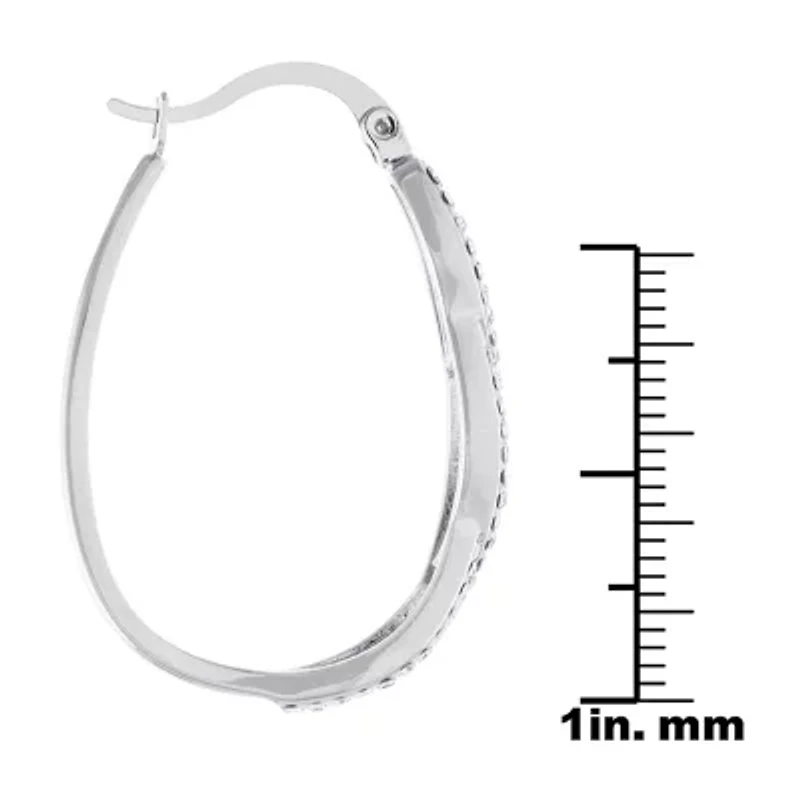 Sparkle Allure Womens Blue Crystal 35mm Oval Hoop Earrings