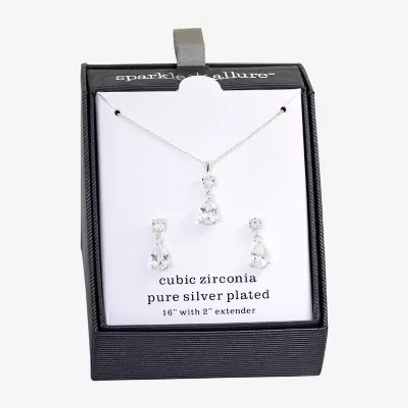 Sparkle Allure Womens 6 CT. T.W. Cubic Zirconia Pure Silver Over Brass 2-pc. Jewelry Set