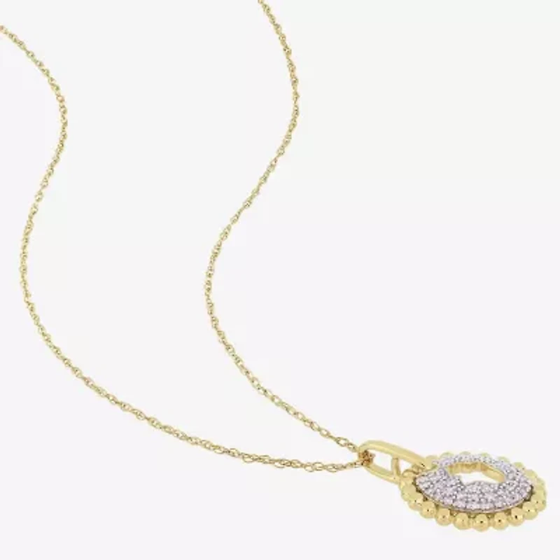 Womens 1/5 CT. Natural White Diamond 10K Gold Hamsa 17 Inch Pendant Necklace