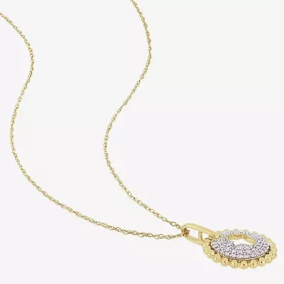 Womens 1/5 CT. Natural White Diamond 10K Gold Hamsa 17 Inch Pendant Necklace