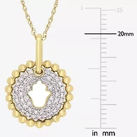 Womens 1/5 CT. Natural White Diamond 10K Gold Hamsa 17 Inch Pendant Necklace