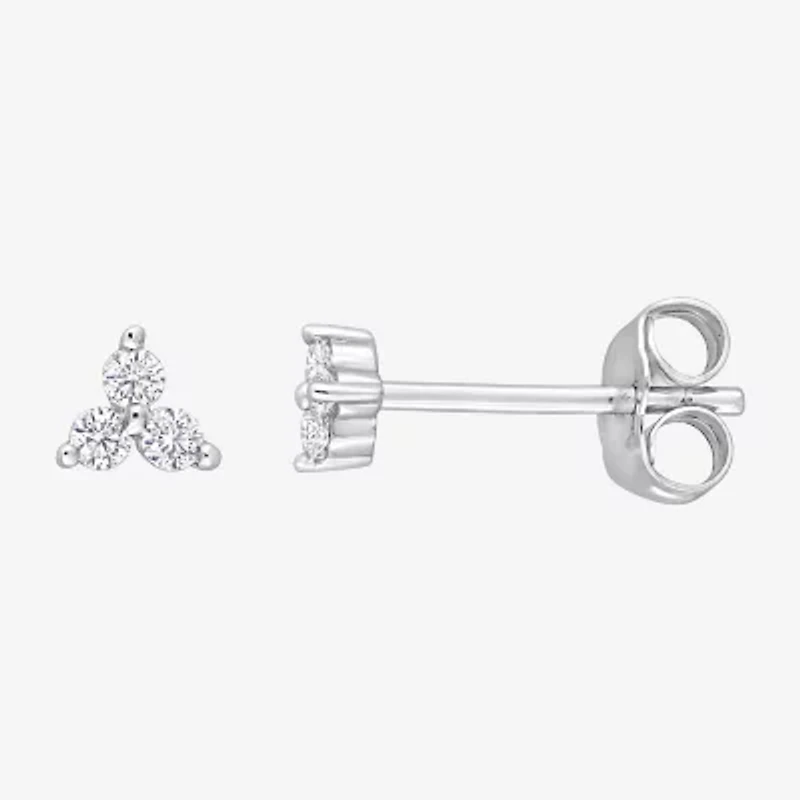 1/10 CT. T.W. Natural White Diamond 10K White Gold 3.7mm Triangle Stud Earrings