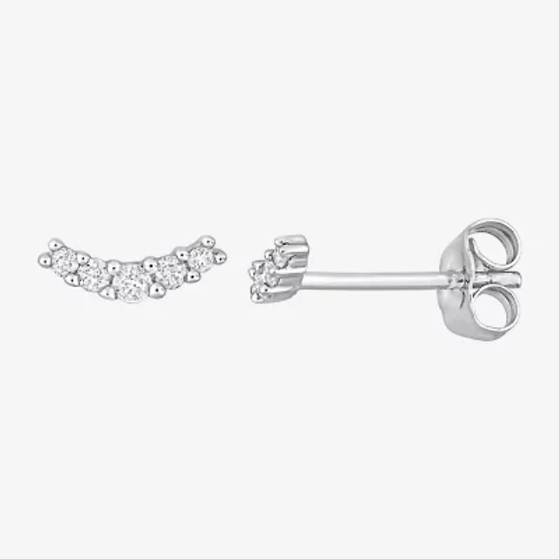 1/10 CT. T.W. Natural White Diamond 10K White Gold 2.8mm Curved Stud Earrings