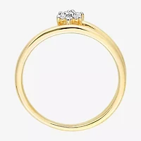 Womens Diamond Accent Natural White 18K Gold Over Silver Flower Delicate Stackable Ring