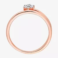 Womens Diamond Accent Natural White 18K Rose Gold Over Silver Flower Delicate Stackable Ring