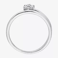 Womens Diamond Accent Natural White Sterling Silver Flower Delicate Stackable Ring
