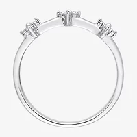 Womens 1/10 CT. T.W. Natural White Diamond Sterling Silver Flower Delicate Stackable Ring
