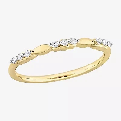 Womens 1/10 CT. T.W. Natural White Diamond 18K Gold Over Silver Delicate Stackable Ring
