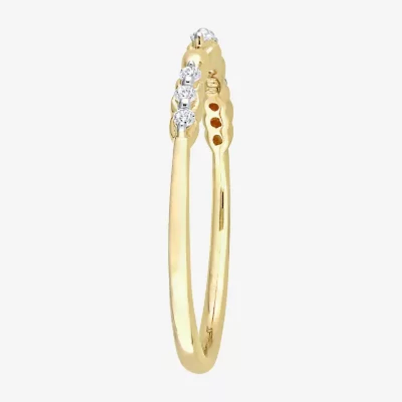 Womens 1/10 CT. T.W. Natural White Diamond 18K Gold Over Silver Delicate Stackable Ring