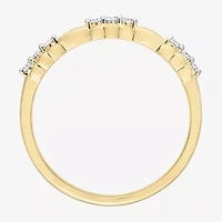 Womens 1/10 CT. T.W. Natural White Diamond 18K Gold Over Silver Delicate Stackable Ring