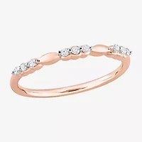 Womens 1/10 CT. T.W. Natural White Diamond 18K Rose Gold Over Silver Delicate Stackable Ring