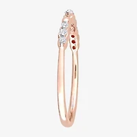 Womens 1/10 CT. T.W. Natural White Diamond 18K Rose Gold Over Silver Delicate Stackable Ring