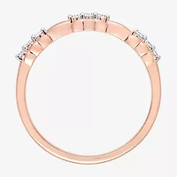 Womens 1/10 CT. T.W. Natural White Diamond 18K Rose Gold Over Silver Delicate Stackable Ring