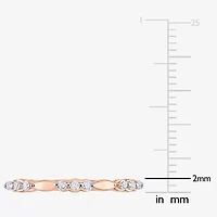 Womens 1/10 CT. T.W. Natural White Diamond 18K Rose Gold Over Silver Delicate Stackable Ring