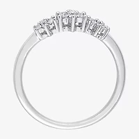 Womens 1/5 CT. Natural White Diamond Sterling Silver Flower Delicate Stackable Ring