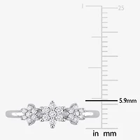 Womens 1/5 CT. Natural White Diamond Sterling Silver Flower Delicate Stackable Ring