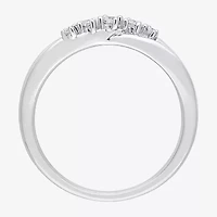Womens 1/10 CT. T.W. Natural White Diamond Sterling Silver Crossover Delicate Stackable Ring