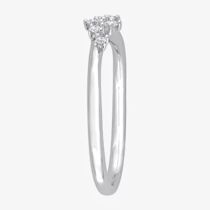 Womens 1/10 CT. T.W. Natural White Diamond Sterling Silver Delicate Stackable Ring