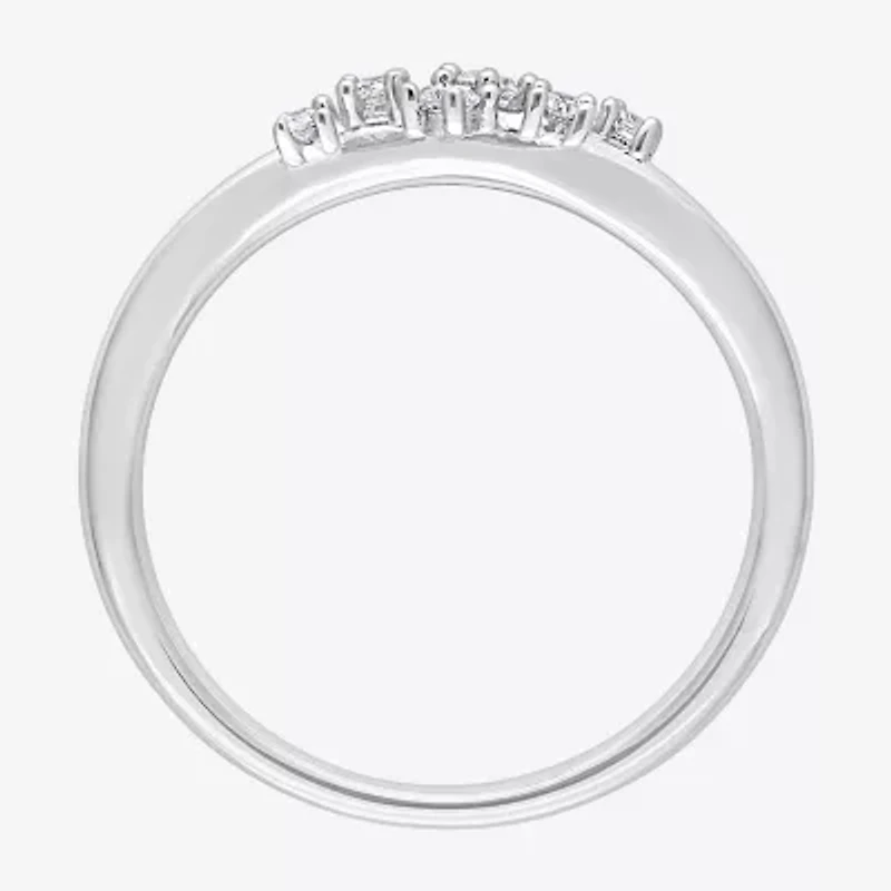 Womens 1/10 CT. T.W. Natural White Diamond Sterling Silver Delicate Stackable Ring