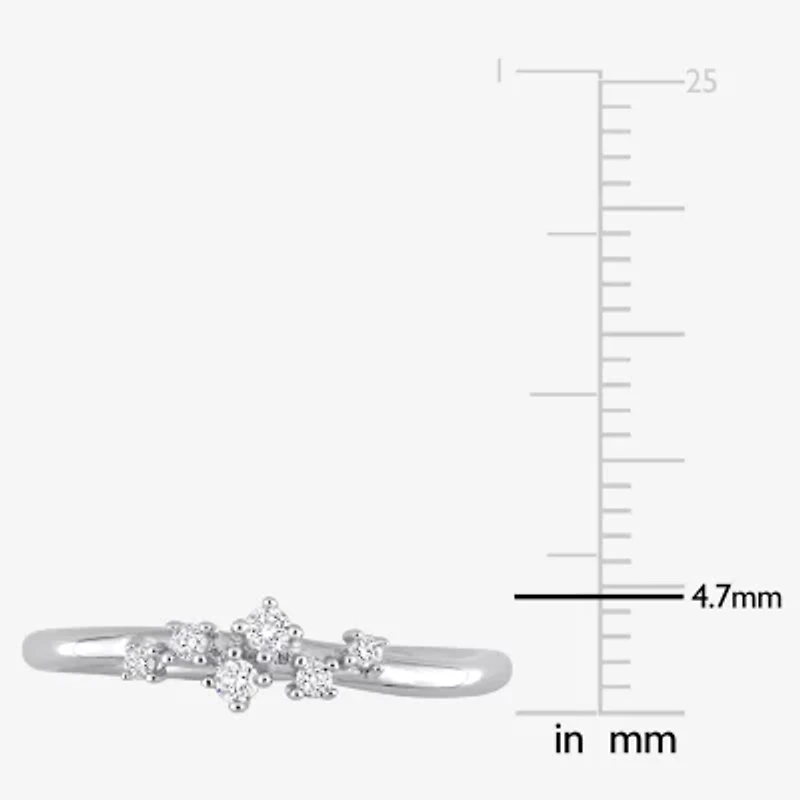 Womens 1/10 CT. T.W. Natural White Diamond Sterling Silver Delicate Stackable Ring