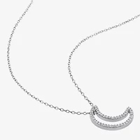 Womens 1/5 CT. Natural White Diamond Sterling Silver Moon 18 Inch Pendant Necklace