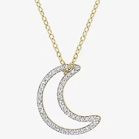 Womens 1/5 CT. Natural White Diamond 18K Gold Over Silver Moon 18 Inch Pendant Necklace