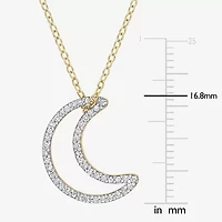 Womens 1/5 CT. Natural White Diamond 18K Gold Over Silver Moon 18 Inch Pendant Necklace