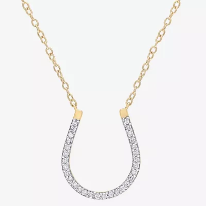 Horseshoe Womens 1/6 CT. T.W. Natural White Diamond 18K Gold Over Silver 18 Inch Pendant Necklace