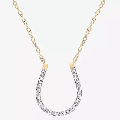 Horseshoe Womens 1/6 CT. T.W. Natural White Diamond 18K Gold Over Silver 18 Inch Pendant Necklace