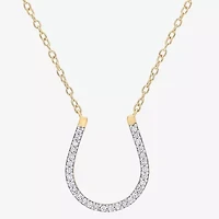 Horseshoe Womens 1/6 CT. T.W. Natural White Diamond 18K Gold Over Silver 18 Inch Pendant Necklace