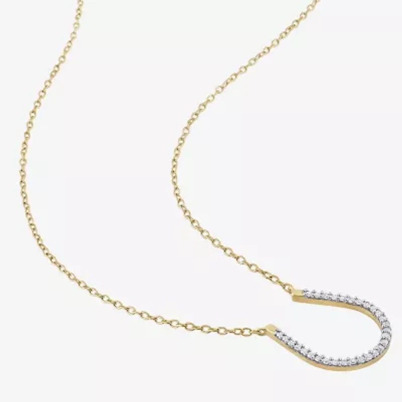 Horseshoe Womens 1/6 CT. T.W. Natural White Diamond 18K Gold Over Silver 18 Inch Pendant Necklace
