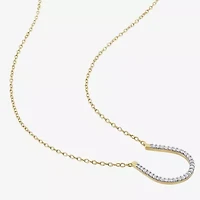 Horseshoe Womens 1/6 CT. T.W. Natural White Diamond 18K Gold Over Silver 18 Inch Pendant Necklace