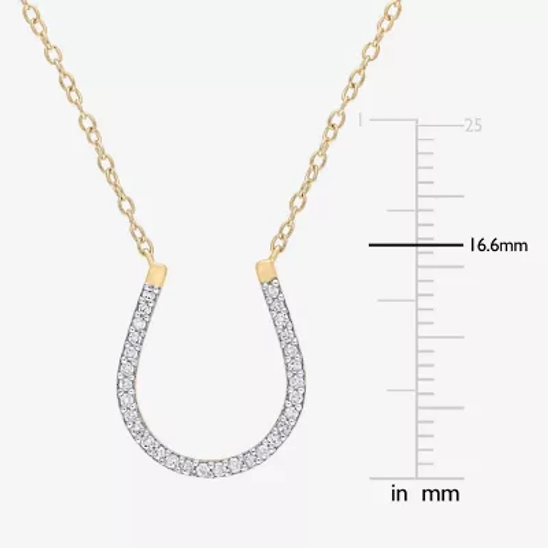 Horseshoe Womens 1/6 CT. T.W. Natural White Diamond 18K Gold Over Silver 18 Inch Pendant Necklace